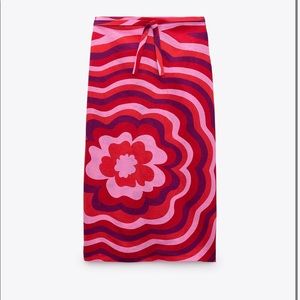 PRINTED LINEN BLEND SKIRT from ZARA (M)